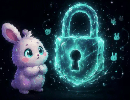 DustBunny guarding a glowing account lock